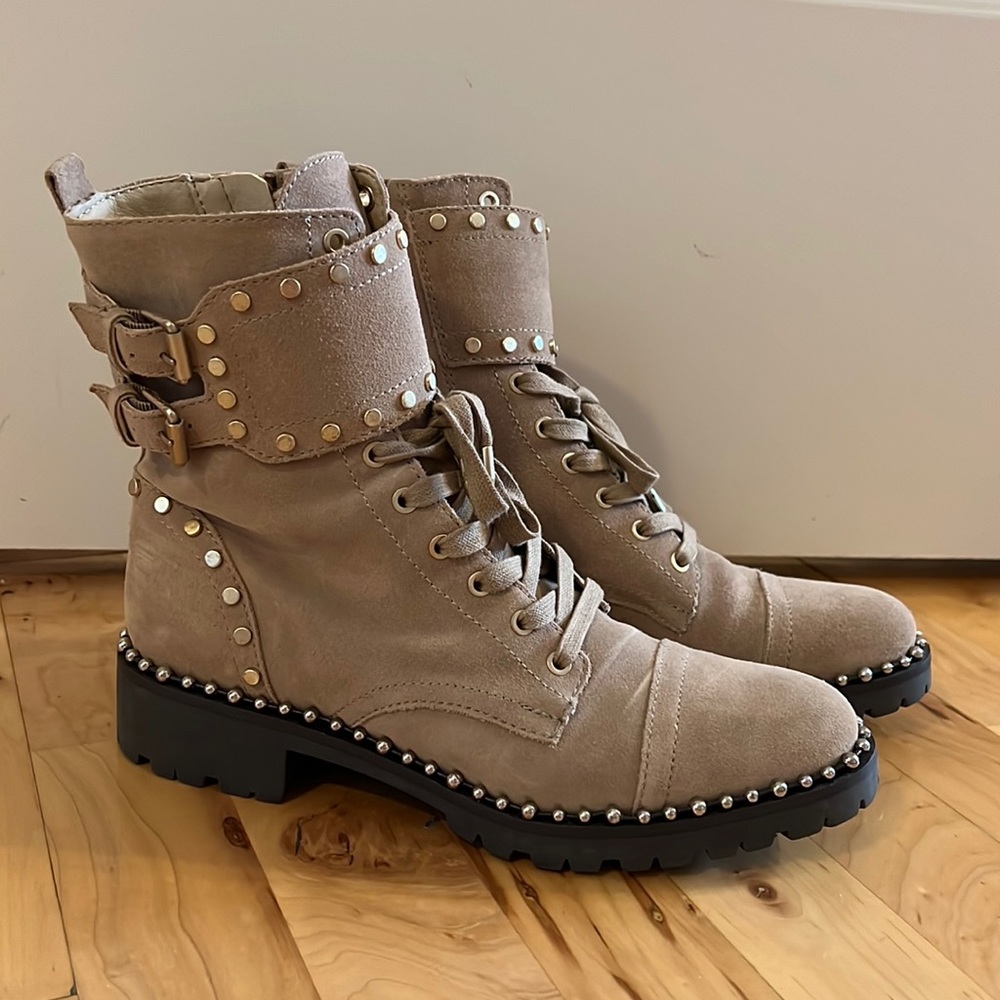 Sam Edelman Taupe Studded Combat Boots